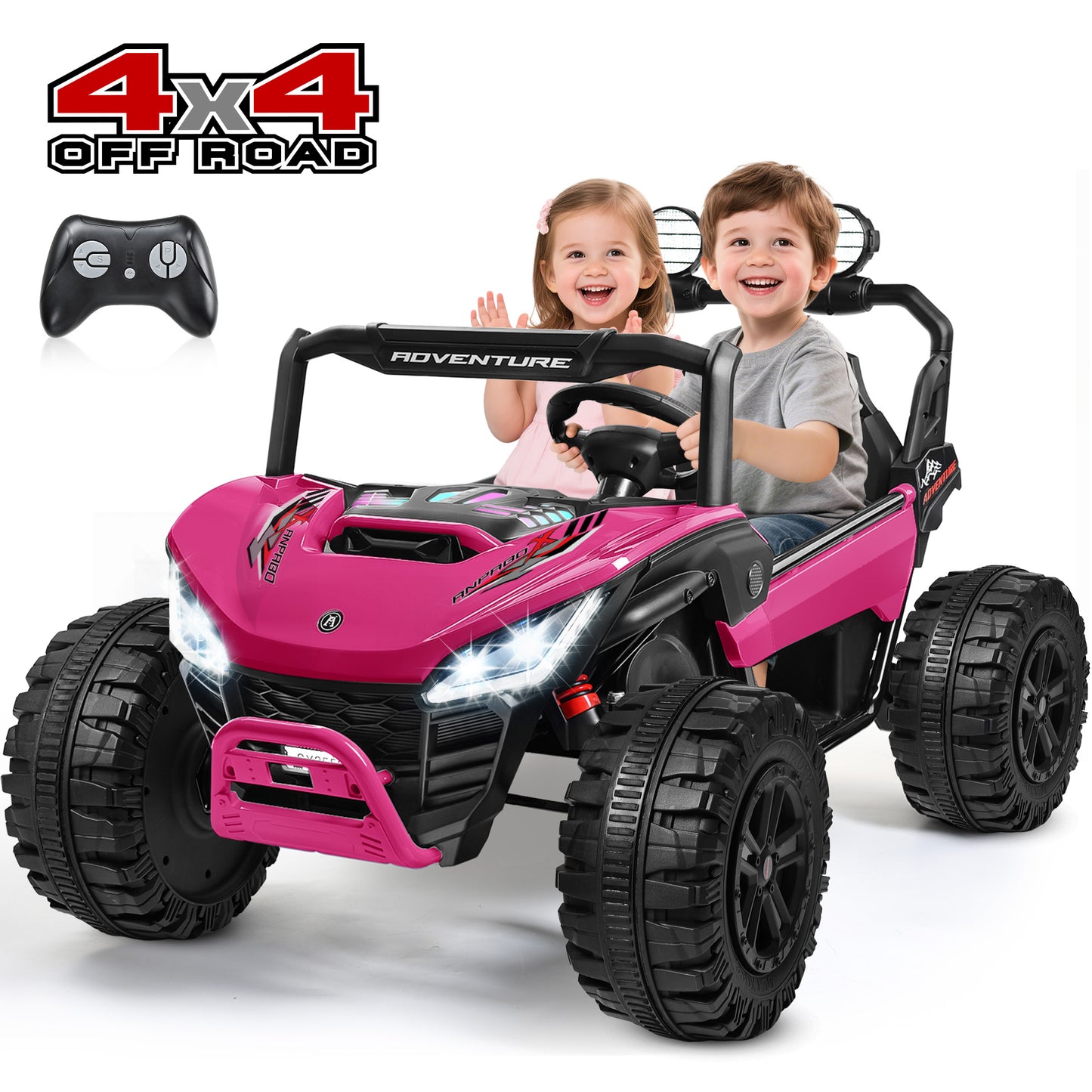 TOKTOO 2 Seater 24V 4WD Ride on UTV, 200W 4 Wheeler Battery Powered Ride on Electric Car for Big Kids