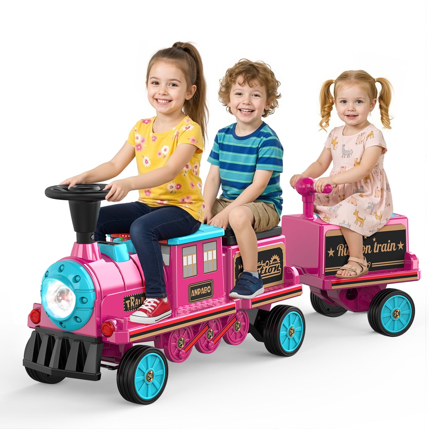 TOKTOO 12V Powered Ride on Toy Train for Kids
