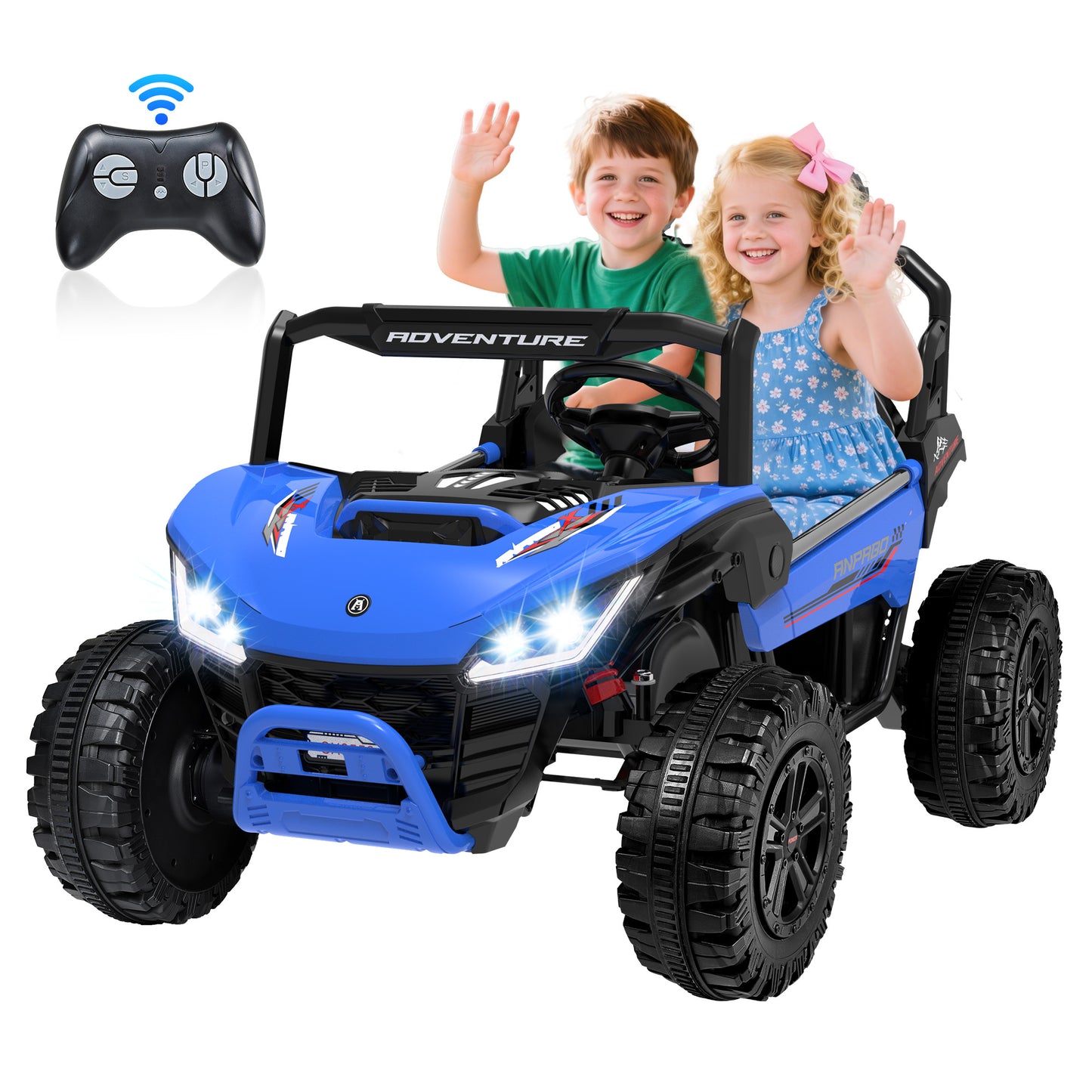 TOKTOO 2 Seater 24V 4WD Ride on UTV, 200W 4 Wheeler Battery Powered Ride on Electric Car for Big Kids