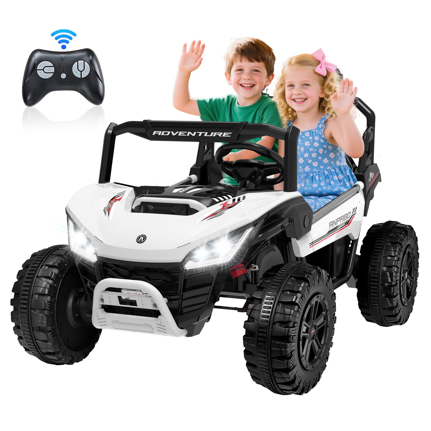 TOKTOO 2 Seater 24V 4WD Ride on UTV, 200W 4 Wheeler Battery Powered Ride on Electric Car for Big Kids