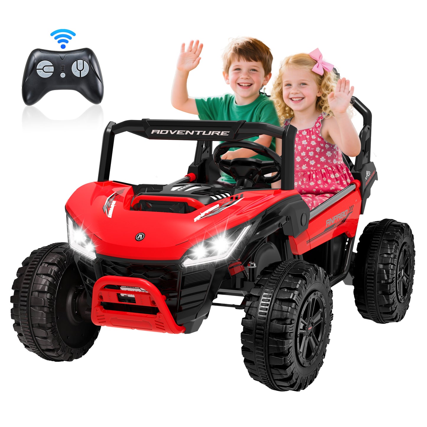 TOKTOO 2 Seater 24V 4WD Ride on UTV, 200W 4 Wheeler Battery Powered Ride on Electric Car for Big Kids