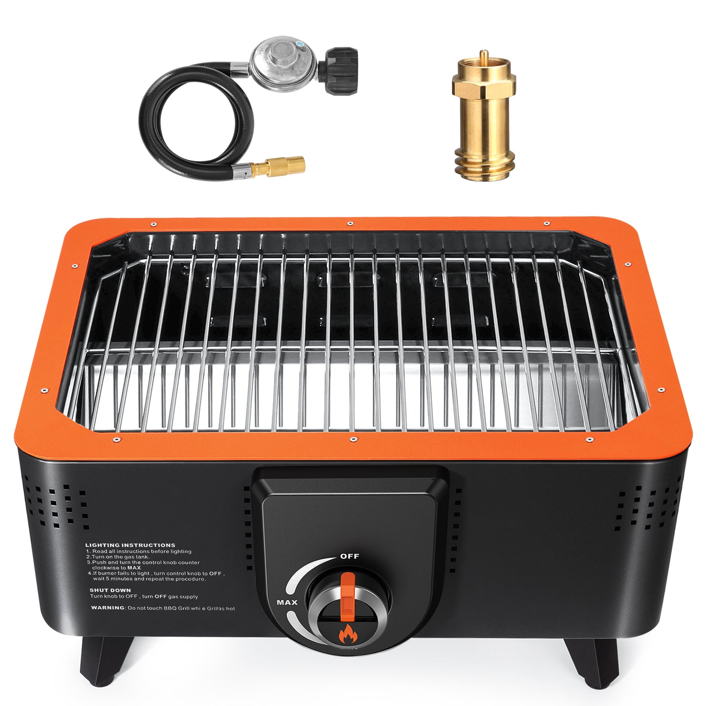 TOKTOO Portable Propane Grill with Gas Regulator & Adaptor, 2 in 1 Tabletop Gas and Charcoal Grill