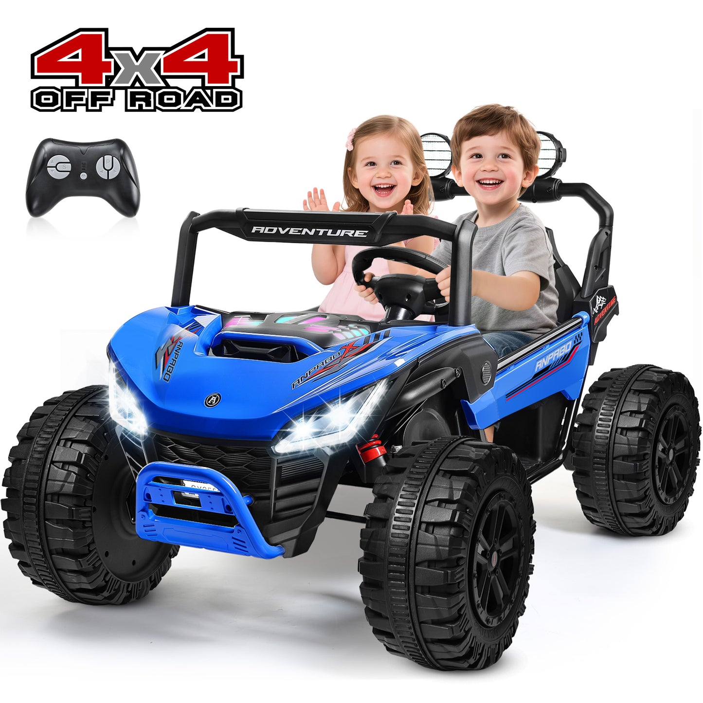 TOKTOO 2 Seater 24V 4WD Ride on UTV, 200W 4 Wheeler Battery Powered Ride on Electric Car for Big Kids