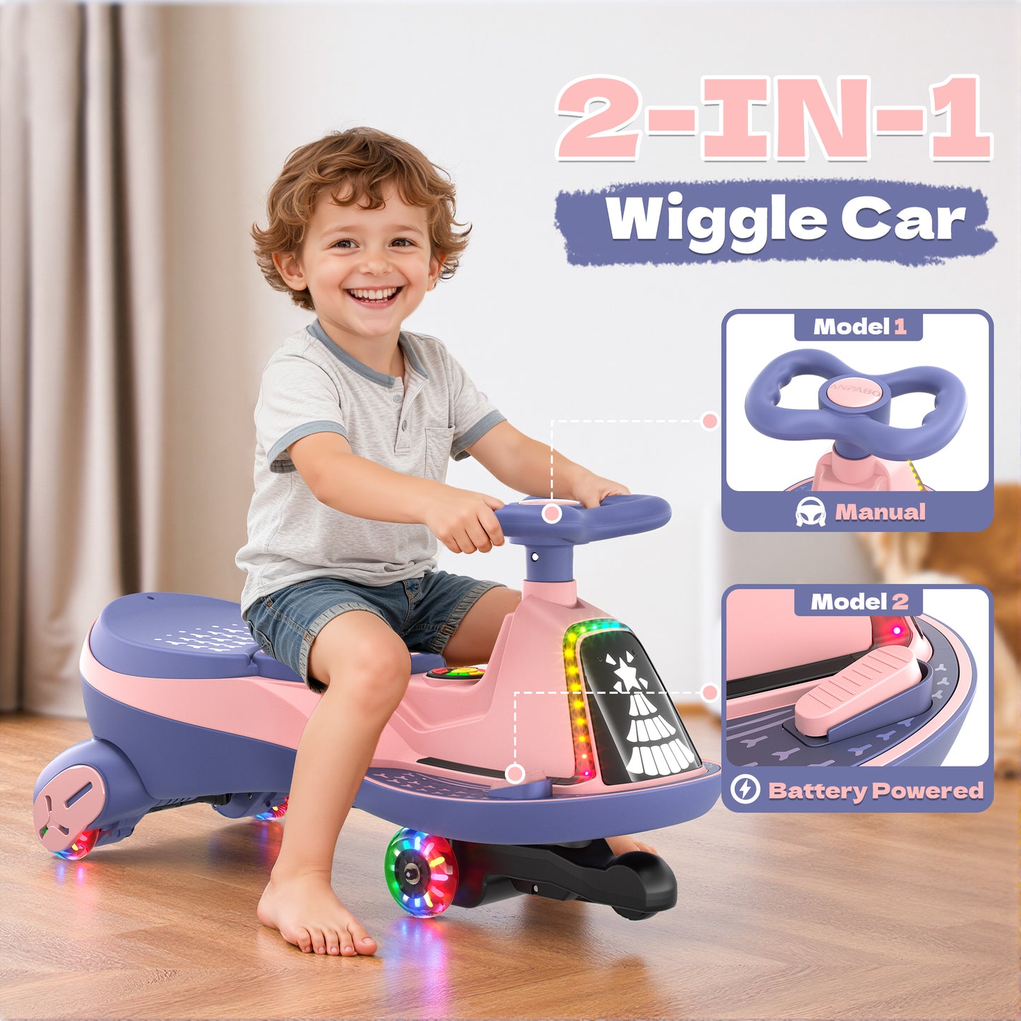 TOKTOO 12V Electric Wiggle Car, Ride on Toy for Toddlers