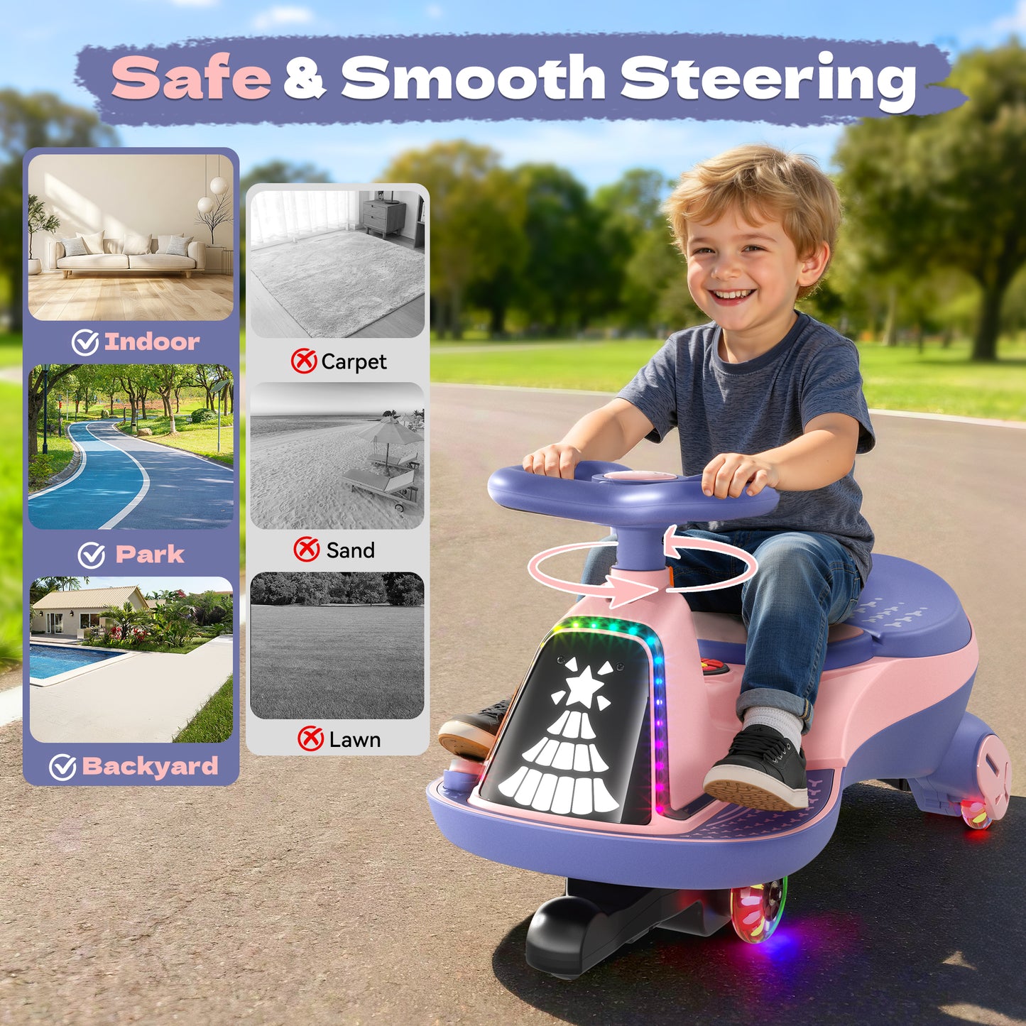 TOKTOO 12V Electric Wiggle Car, Ride on Toy for Toddlers