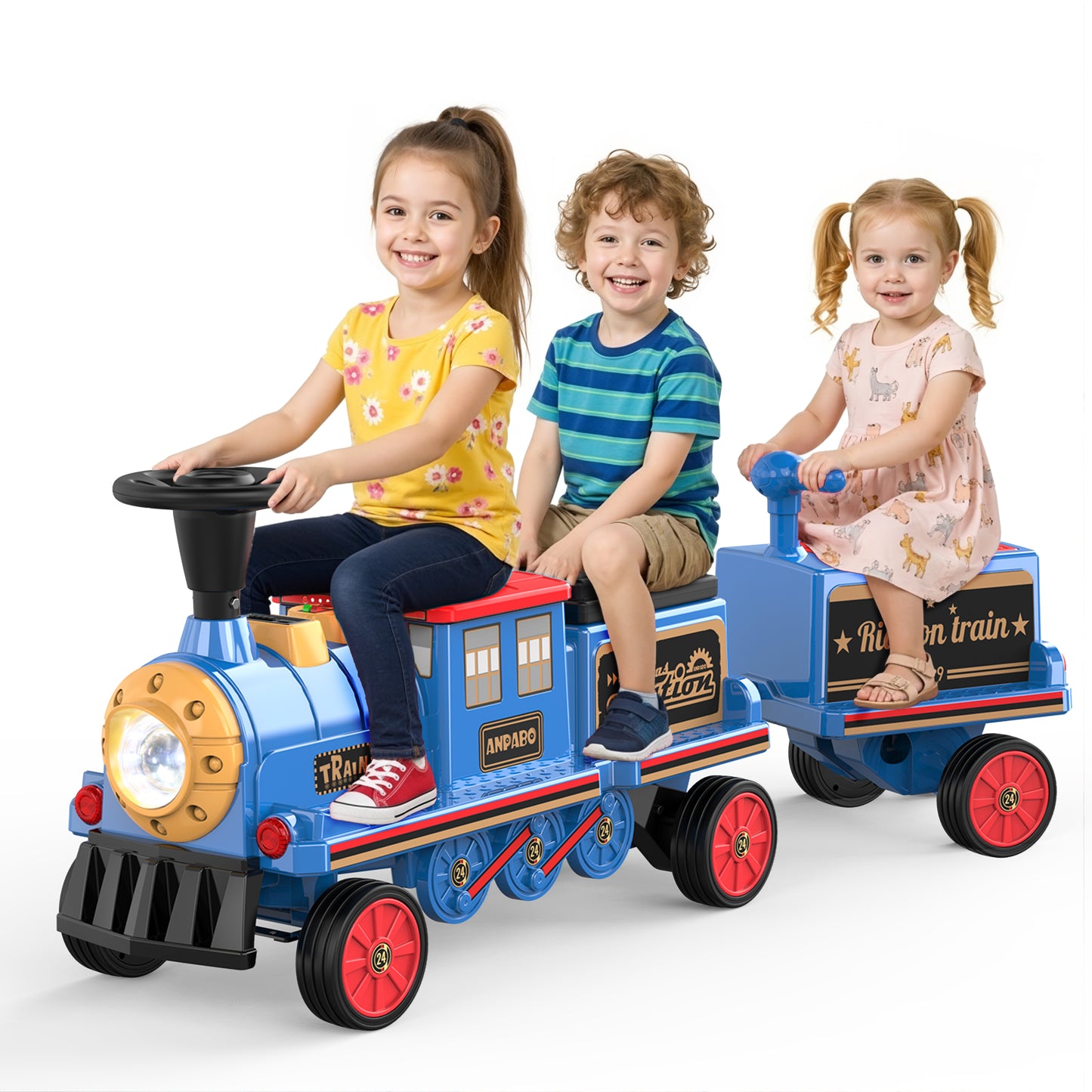 TOKTOO 12V Powered Ride on Toy Train for Kids