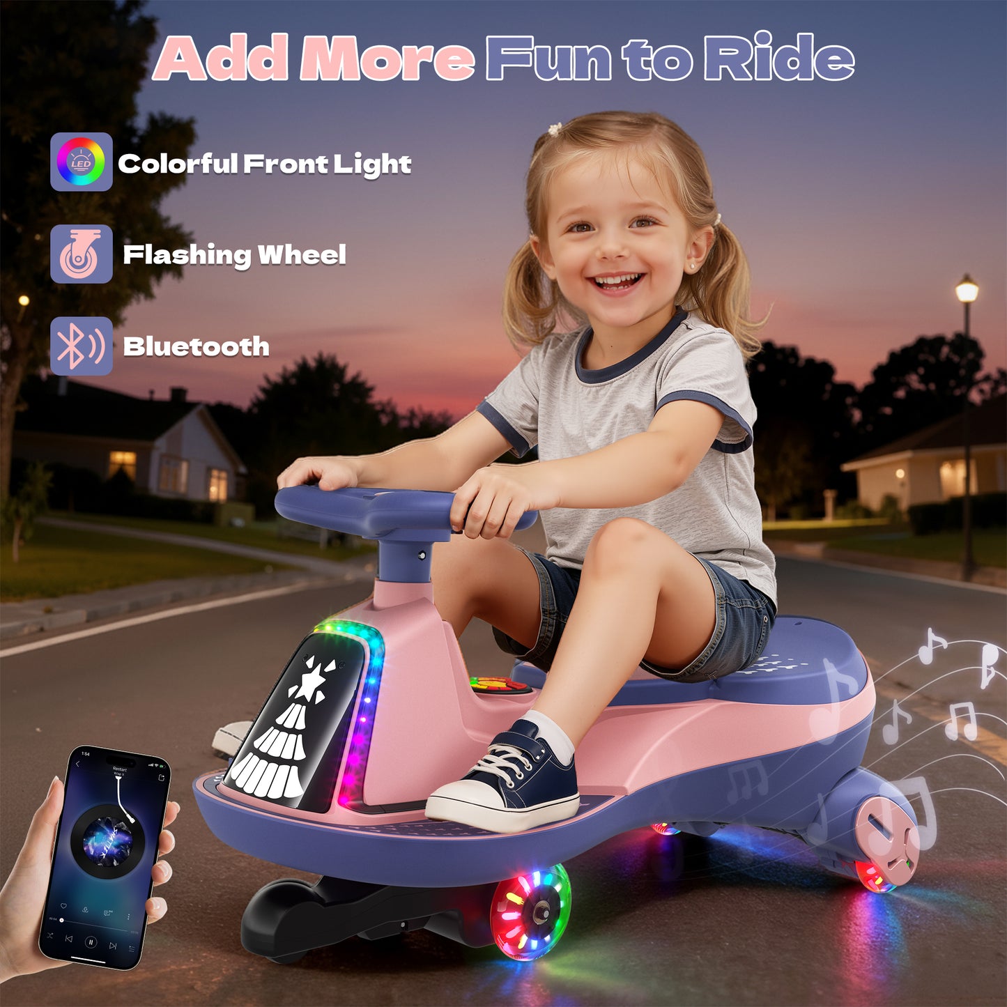 TOKTOO 12V Electric Wiggle Car, Ride on Toy for Toddlers