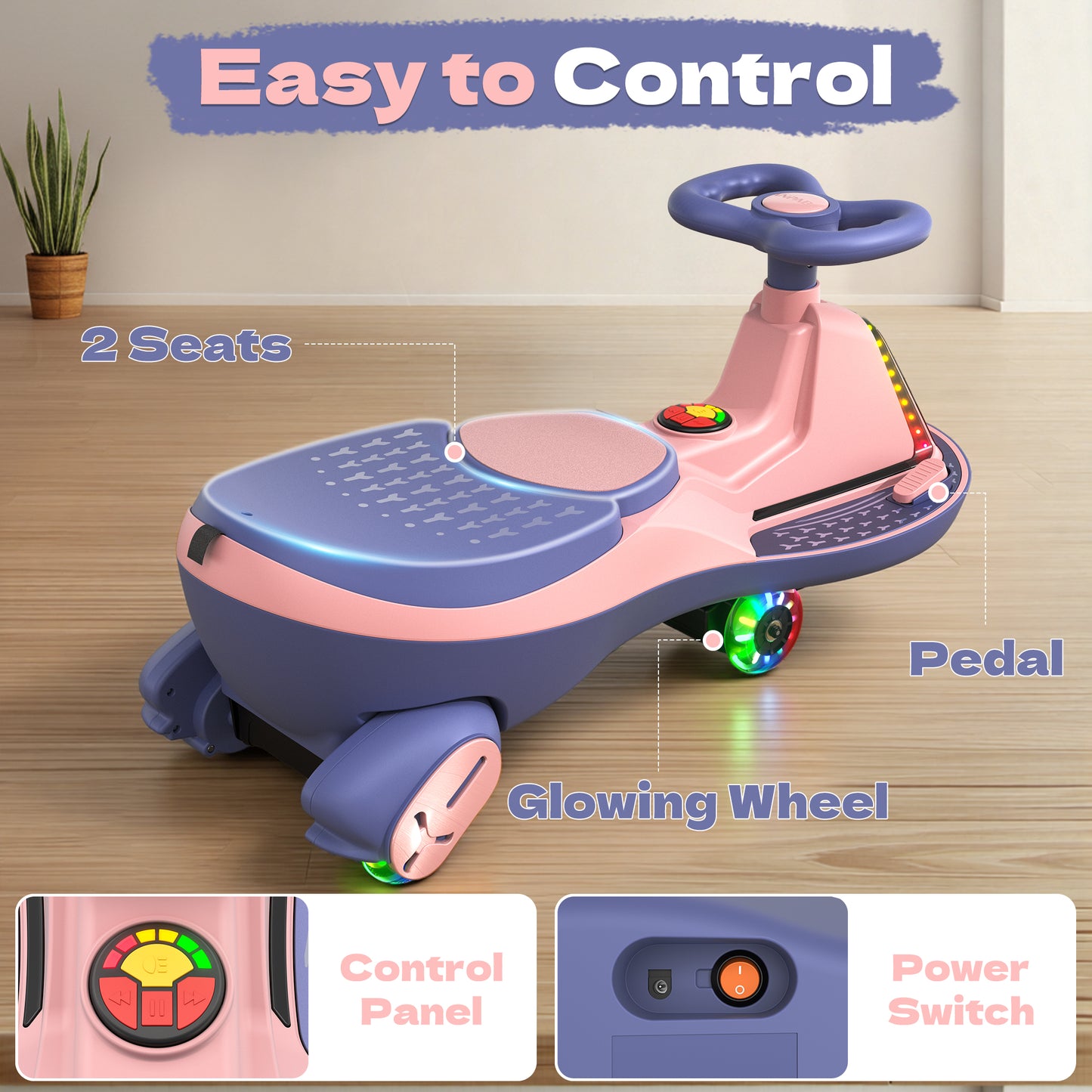 TOKTOO 12V Electric Wiggle Car, Ride on Toy for Toddlers