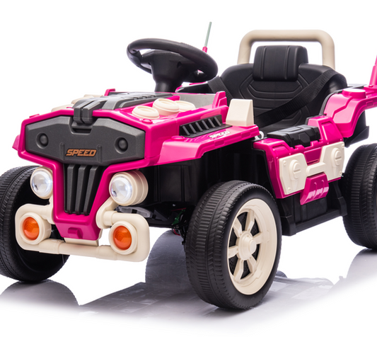TOKTOO 12V Ride On Car for Toddlers, Electric Car for Kids Aged 2-6 Years, Pink