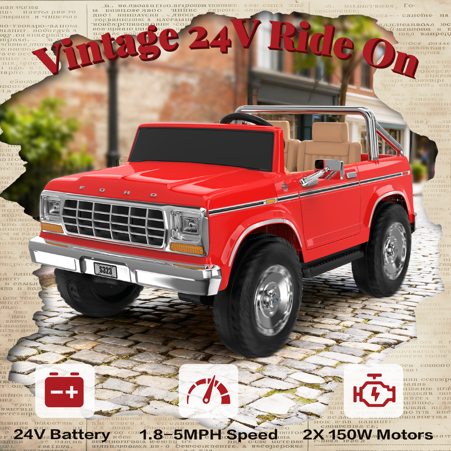 TOKTOO 24V Ride on Dump Truck, Licensed 1973 Ford F-150