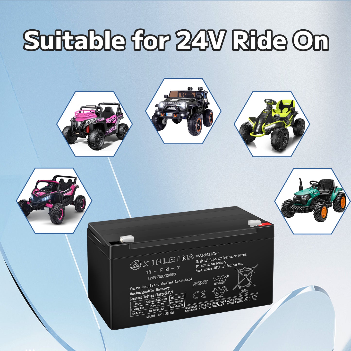 TOKTOO 24V 7Ah Lead Acid Replacement Battery for Kids Ride On Car – Reliable Power