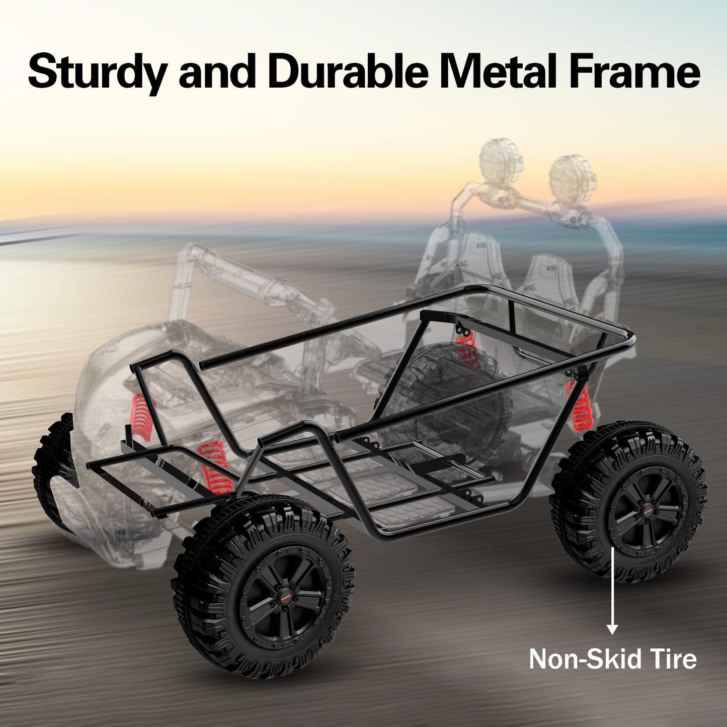 TOKTOO 2 Seater 24V 4WD Ride on UTV, 200W 4 Wheeler Battery Powered Ride on Electric Car for Big Kids