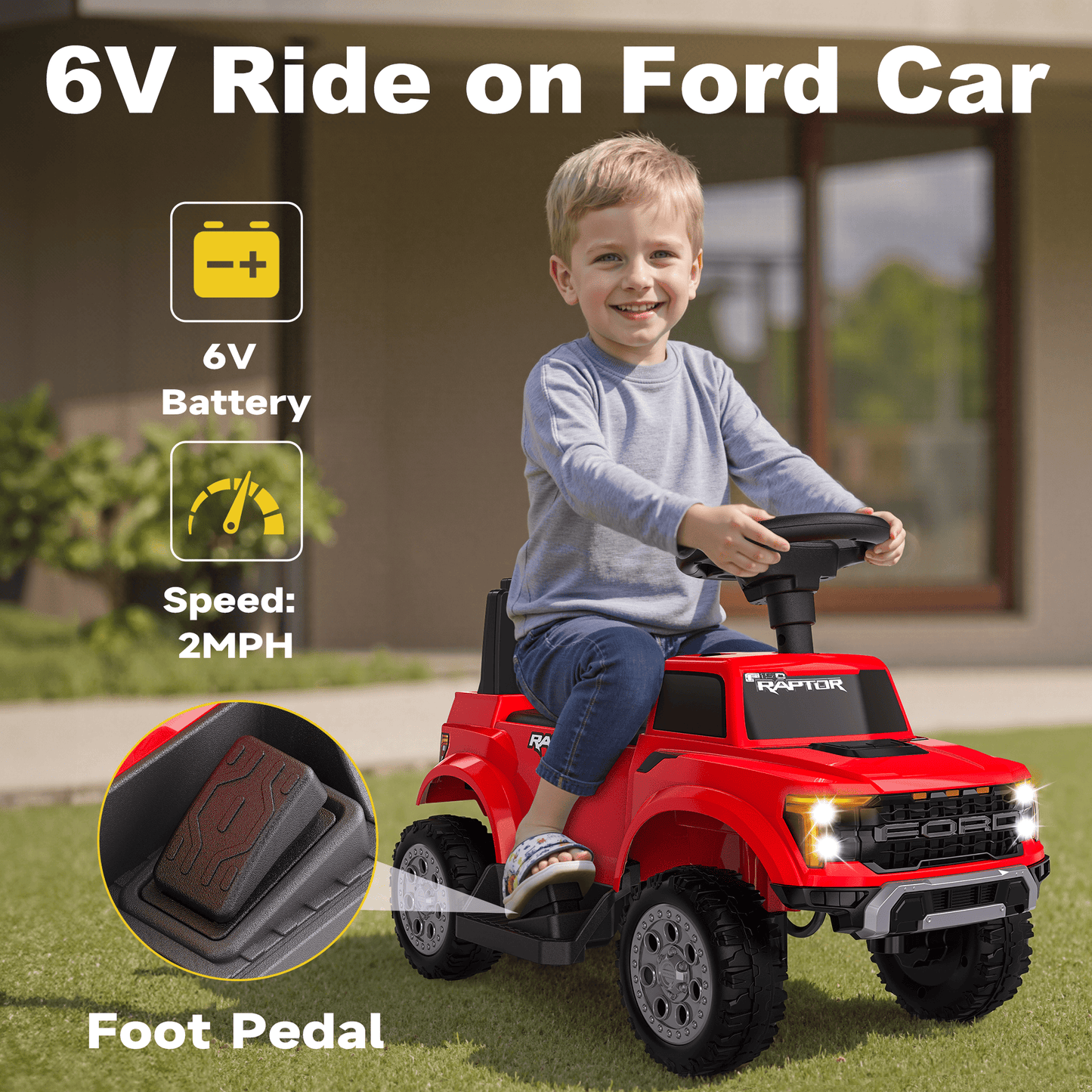 TOKTOO 6V Powered Ride on ATV Car