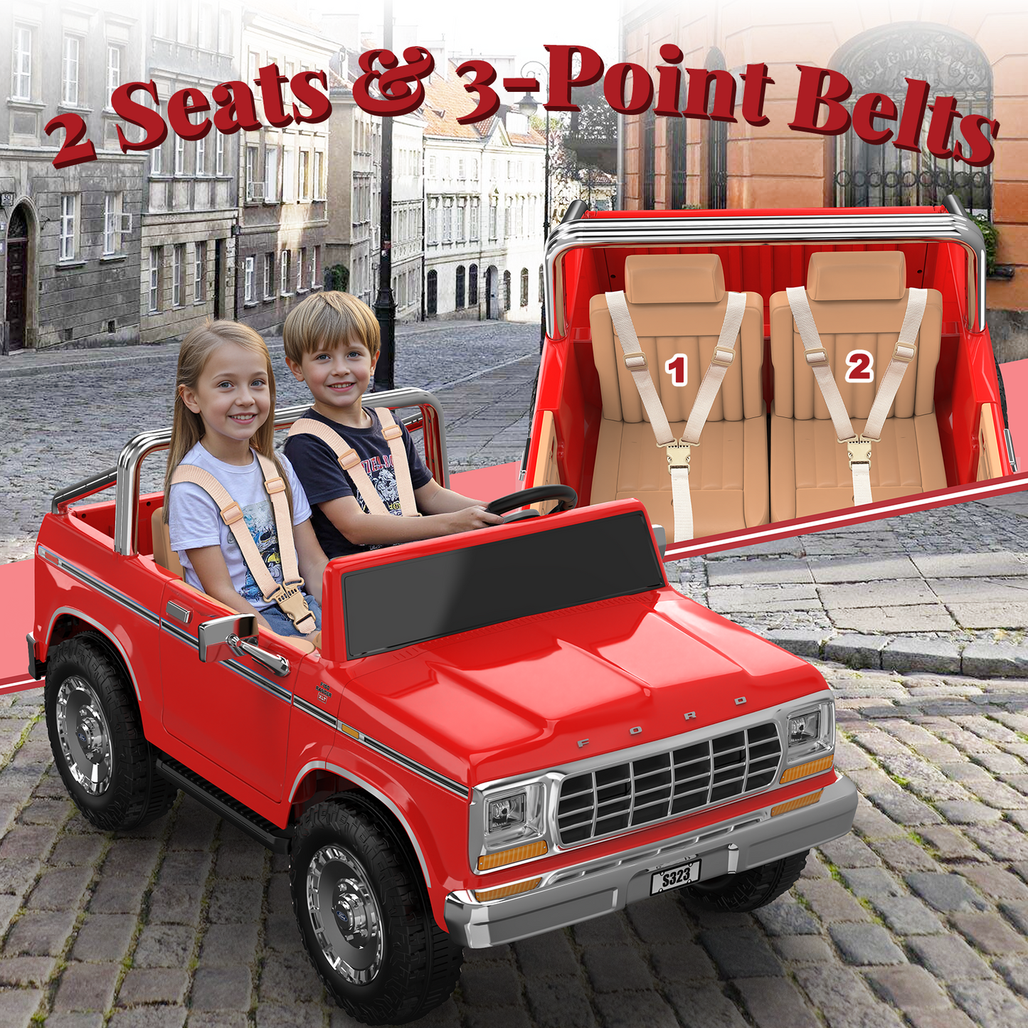 TOKTOO 24V Ride on Dump Truck, Licensed 1973 Ford F-150