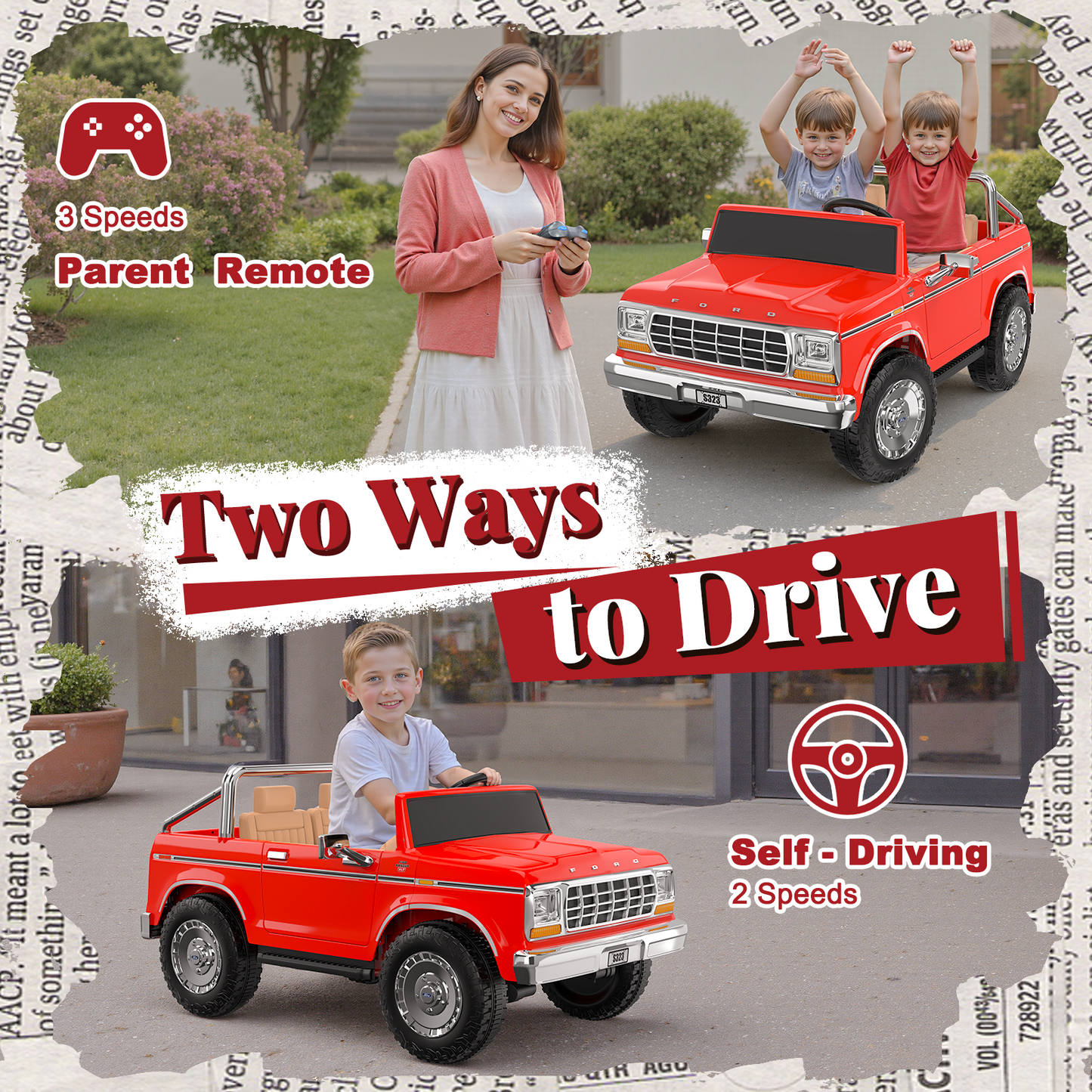 TOKTOO 24V Ride on Dump Truck, Licensed 1973 Ford F-150