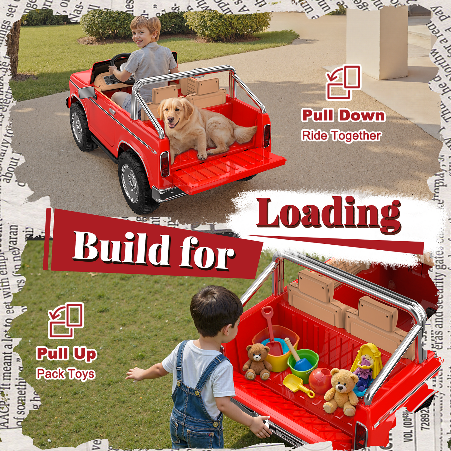TOKTOO 24V Ride on Dump Truck, Licensed 1973 Ford F-150