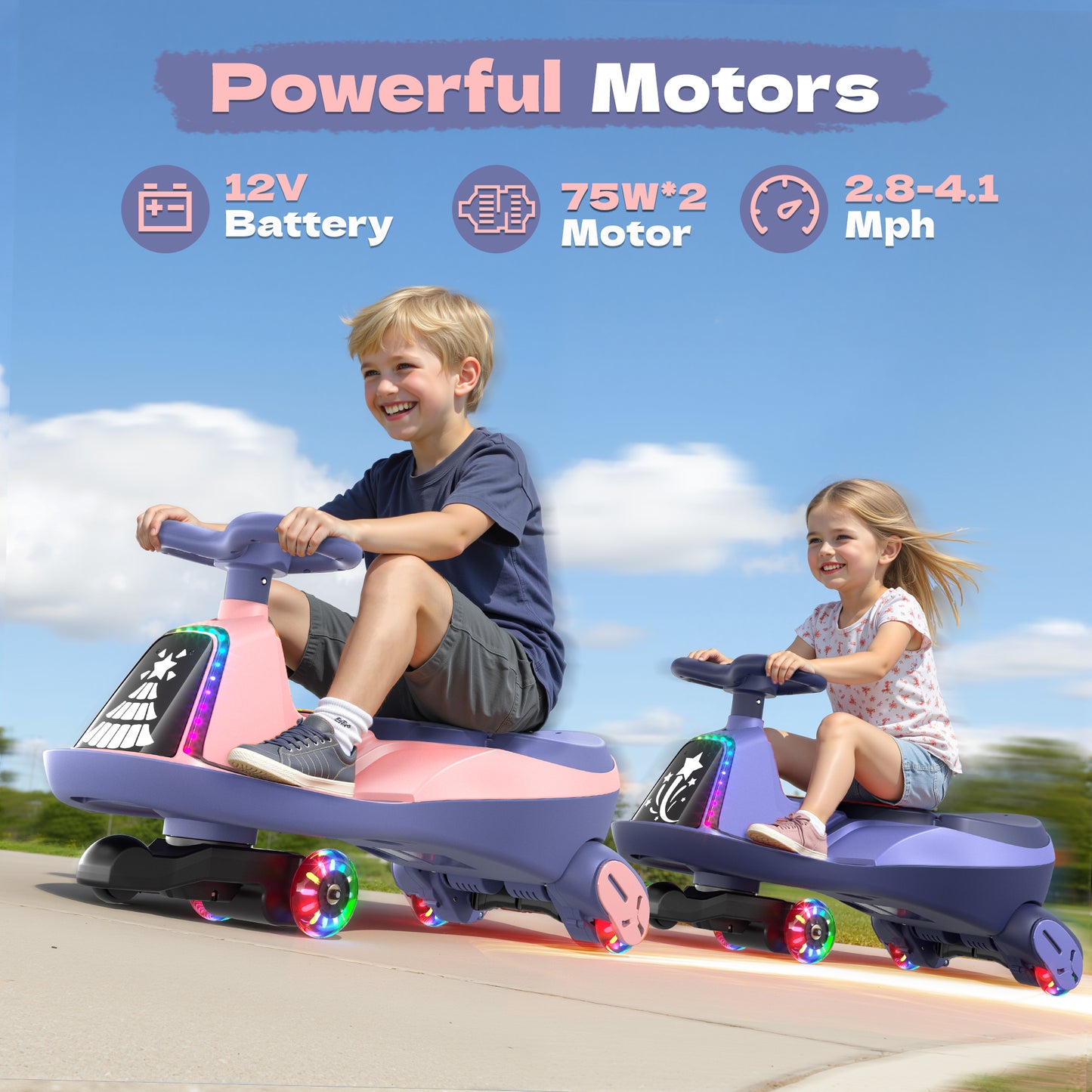 TOKTOO 12V Electric Wiggle Car, Ride on Toy for Toddlers
