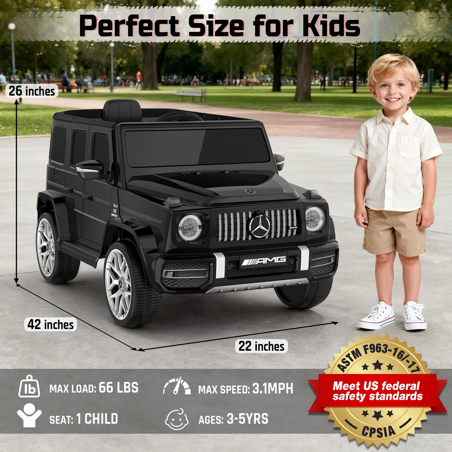 TOKTOO 12V Electric Toddler Ride on Car, Ride on Toy Licensed Mercedes-Benz G63