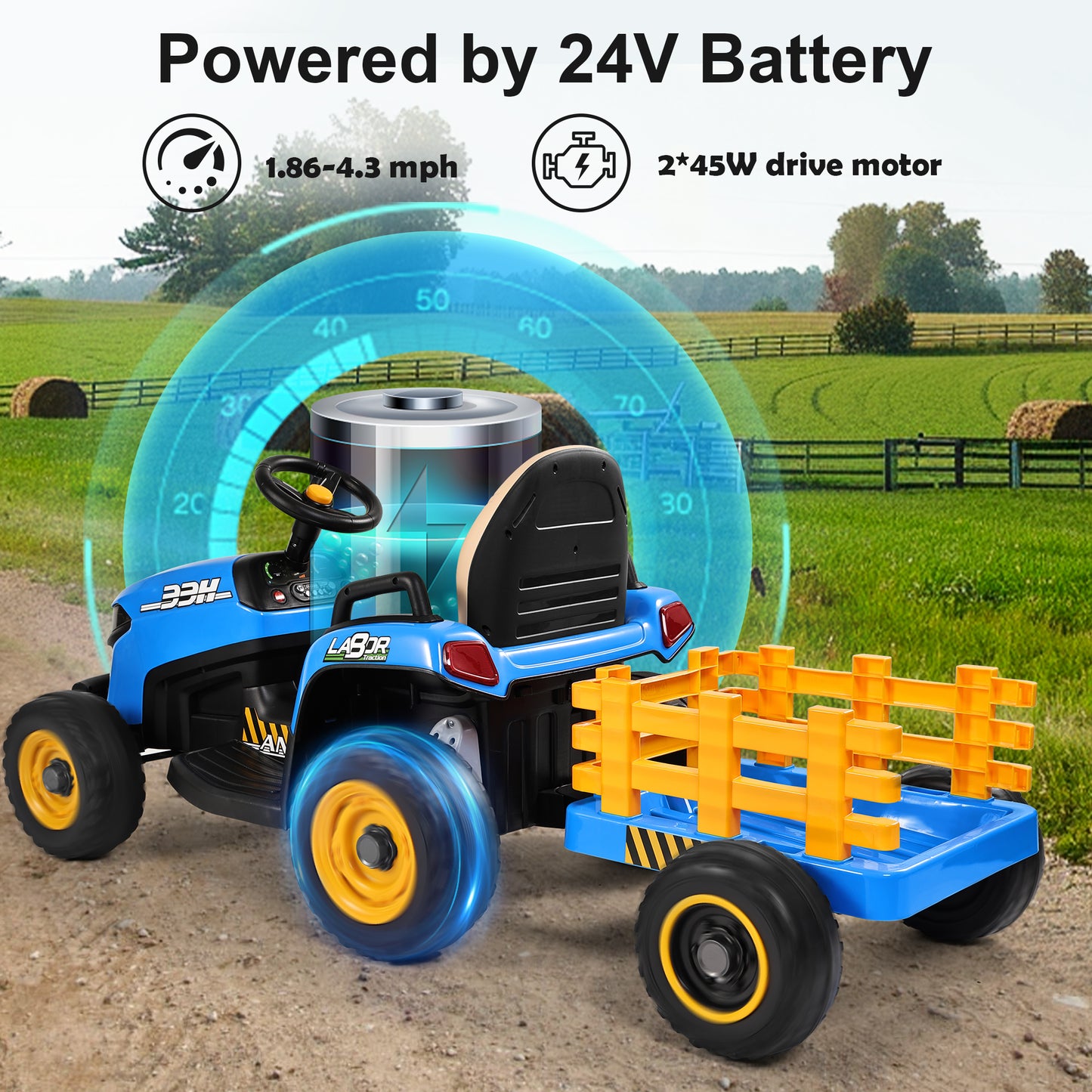 TOKTOO 24V Powered Ride on Tractor