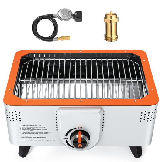 TOKTOO Portable Propane Grill with Gas Regulator & Adaptor, 2 in 1 Tabletop Gas and Charcoal Grill